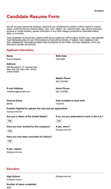 Applicant Profile: