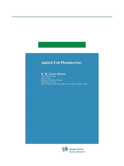 Applied Fish Pharmacology 1st Edition Epub