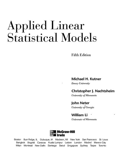 Applied Linear Statistical Models Full Solutions Epub