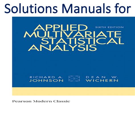 Applied Multivariate Statistics Johnson Solution Manual Kindle Editon