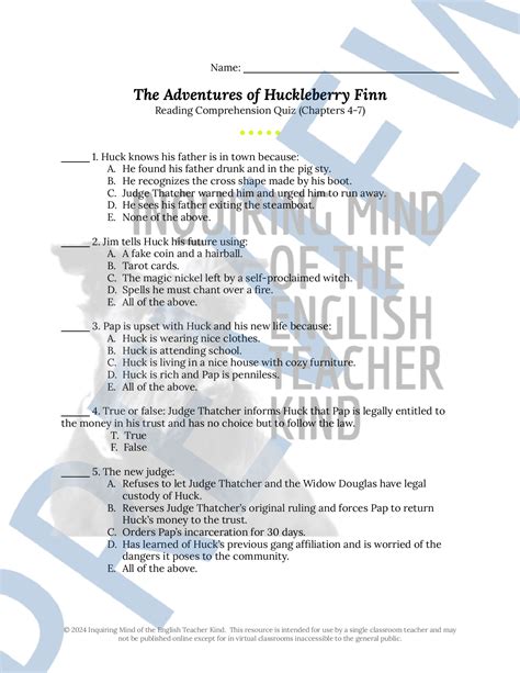 Applied Practice Answers Huckleberry Finn Answer Key PDF