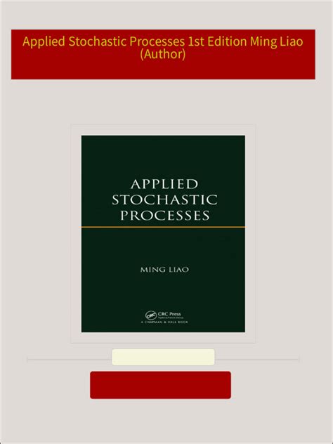 Applied Stochastic Processes 1st Edition Doc