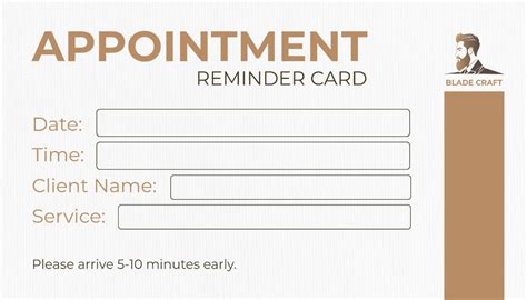 Appointment Card Template Printable