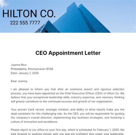 Appointment Letter of CEO in Private Company: A Comprehensive Guide