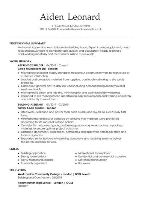 Apprenticeship Cv Template