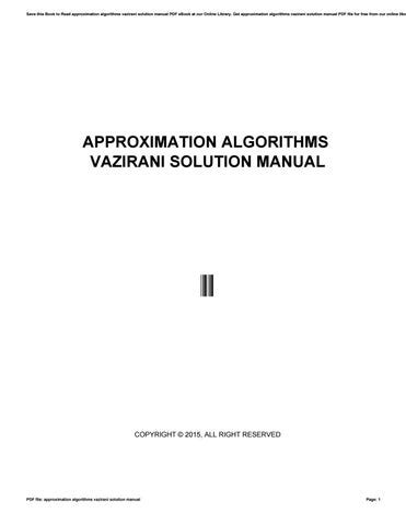 Approximation Algorithm Vazirani Solution Manual Reader