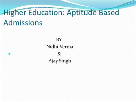 Aptitude-Based Admission: Revolutionizing Higher Education for Success