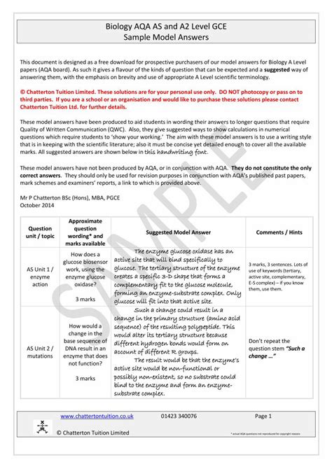 Aqa A2 Biology Unit 4 Textbook Answers Epub