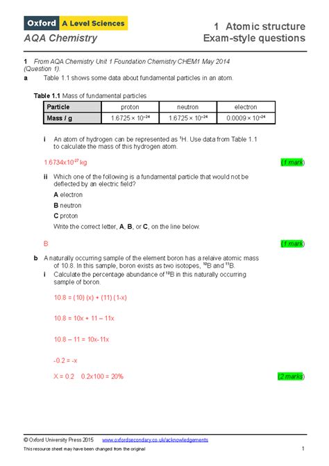 Aqa A2 Chemistry Exam Style Questions Answers Epub