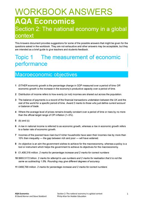 Aqa Economics Workbook Answers Doc