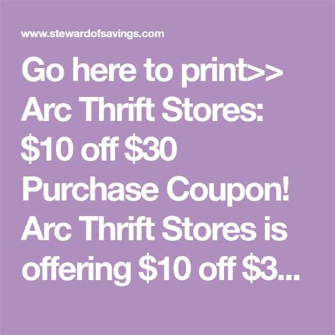 Arc Thrift Store $10 Coupon Printable