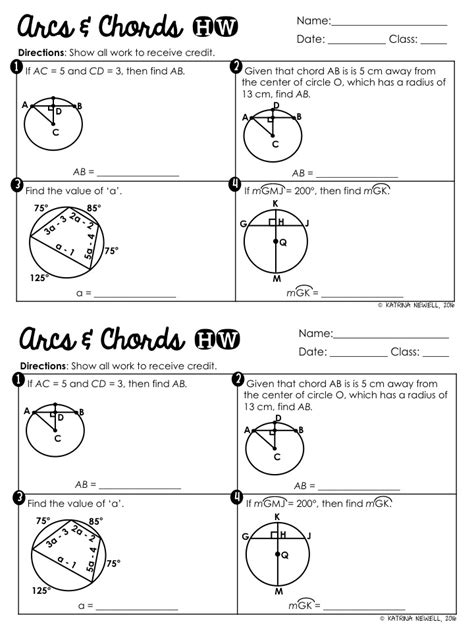 Arcs And Chords Worksheet Answers Doc