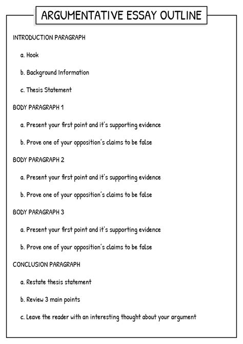 Argumentative Essay Outline Template