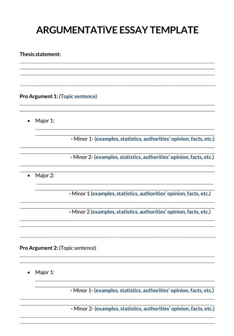 Argumentative Essay Template Outline
