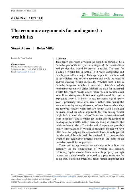 Arguments for a Wealth Tax