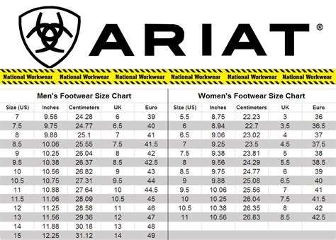 Ariat Womens Boots Size Chart