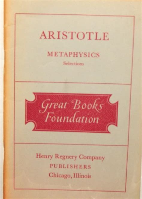 Aristotle Metaphysics Selections The Great Books Foundation PDF