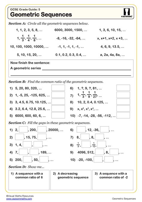 Arithmetic And Geometric Sequences Worksheet With Answers Reader