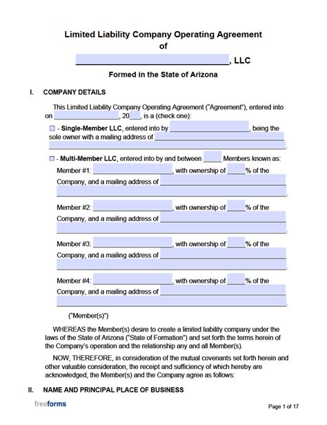 Arizona Llc Operating Agreement Template