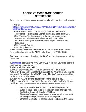 Army Accident Avoidance Course Blank Certificate Ebook Reader
