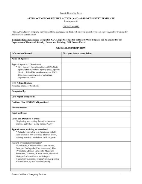 Army After Action Review Template