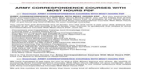 Army Correspondence Courses Answers Epub