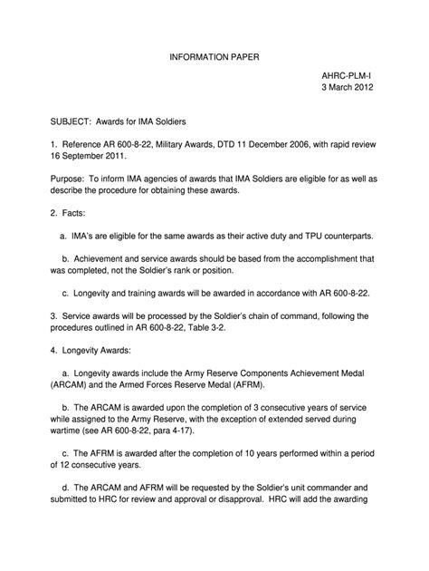 Army Information Paper Template