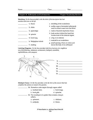 Arthropods And Echinoderms Chapter Test Answer Key Doc