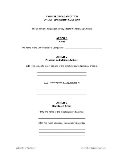 Articles Of Organization Template Free