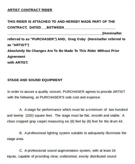 Artist Rider Template