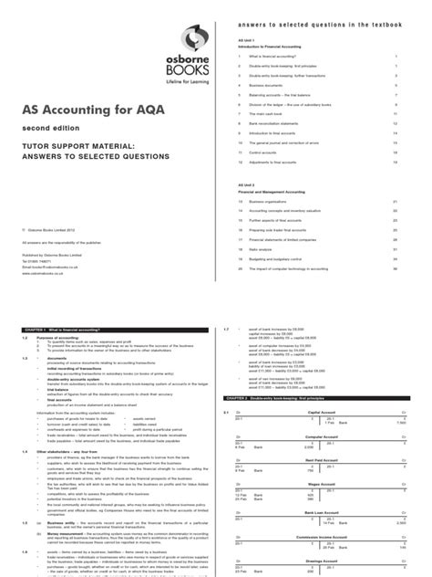 As Accounting For Aqa Second Edition Answers PDF