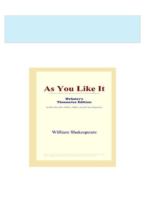 As You Like It Webster s Tagalog Thesaurus Edition PDF