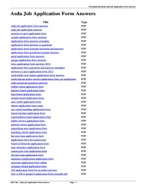 Asda Job Application Form Answers Doc