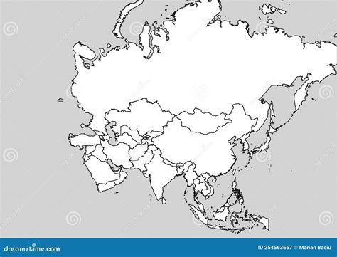 Asia Map: A Black and White Perspective