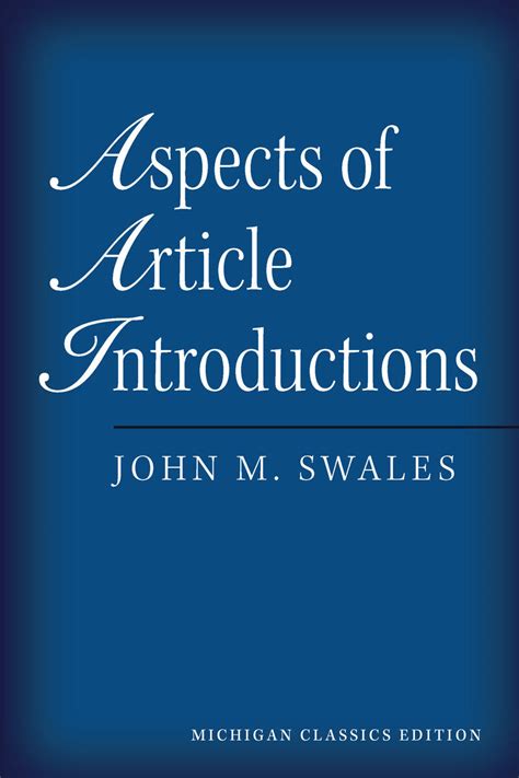 Aspects of Article Introductions Michigan Classics Ed Doc