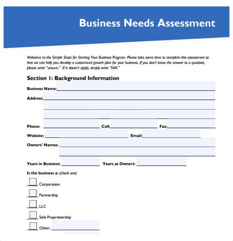 Assessing Business Needs: