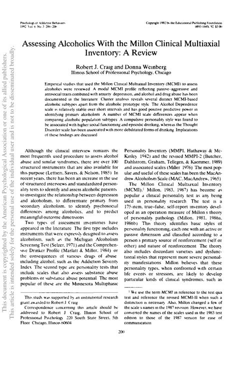 Assessing Substance Abusers with the Millon Clinical Multiaxial Inventory Epub