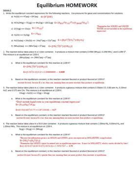 Assessment Chemical Equilibrium Answer Key Reader