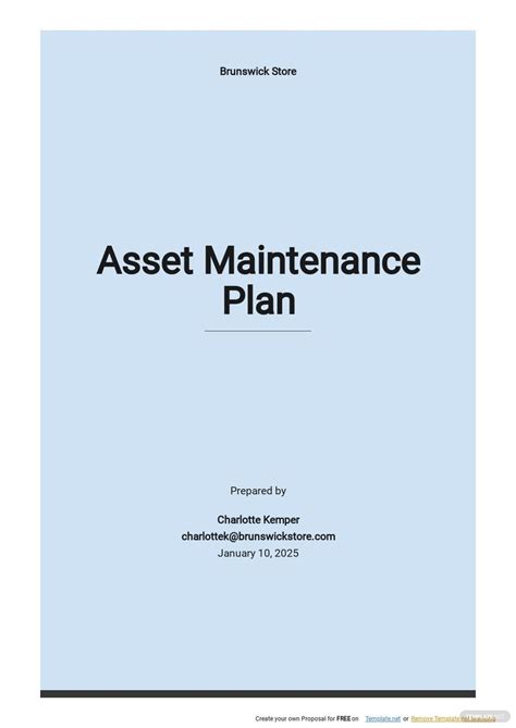 Asset Maintenance Plan Template