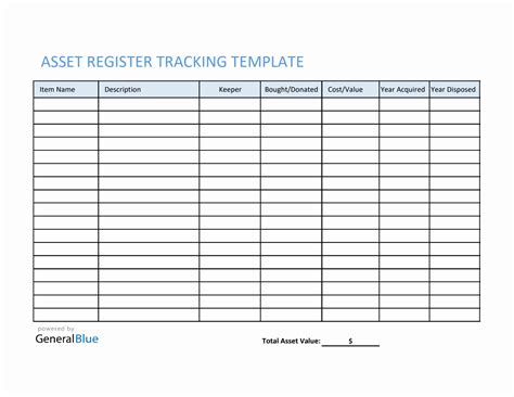 Asset Register Template