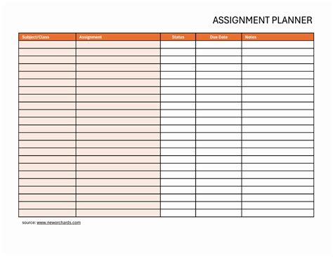 Assignment Tracker Excel Template