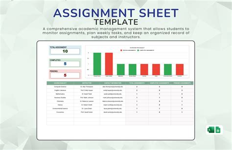 Assignments Google Sheets Template