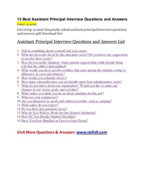 Assistant Principal Interview Answers Epub