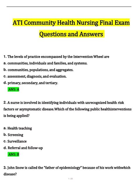 Ati Community Health Nursing Answers Epub