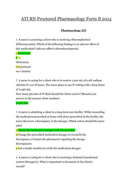 Ati Pharmacology Proctored Answers 2013 Kindle Editon