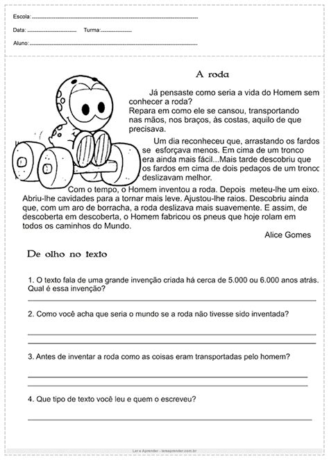 Atividade de Português para o 4º Ano: Interpretação de Texto