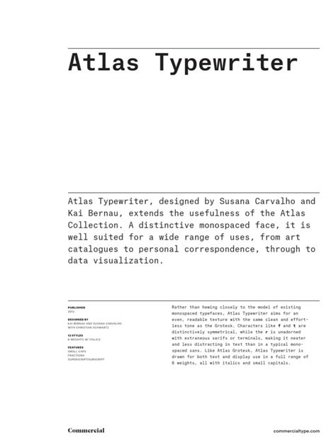 Atlas Typewriter Opentype features pdf Doc