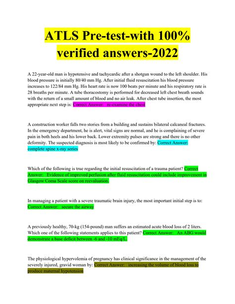 Atls Pretest Answers 7th Edition Kindle Editon