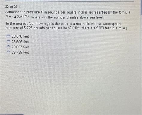 Atmospheric Pressure: Pounds per Square Inch