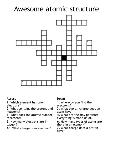 Atomic Structure Crossword Answers Chemistry If8766 Reader